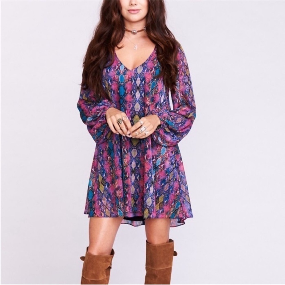 Show Me Your Mumu Snake Print Mini Dress Tunic Size Small